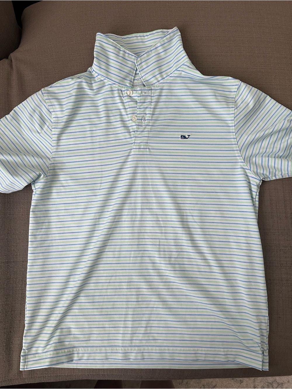 Vineyard Vines Boys Light Blue and White Striped Polo